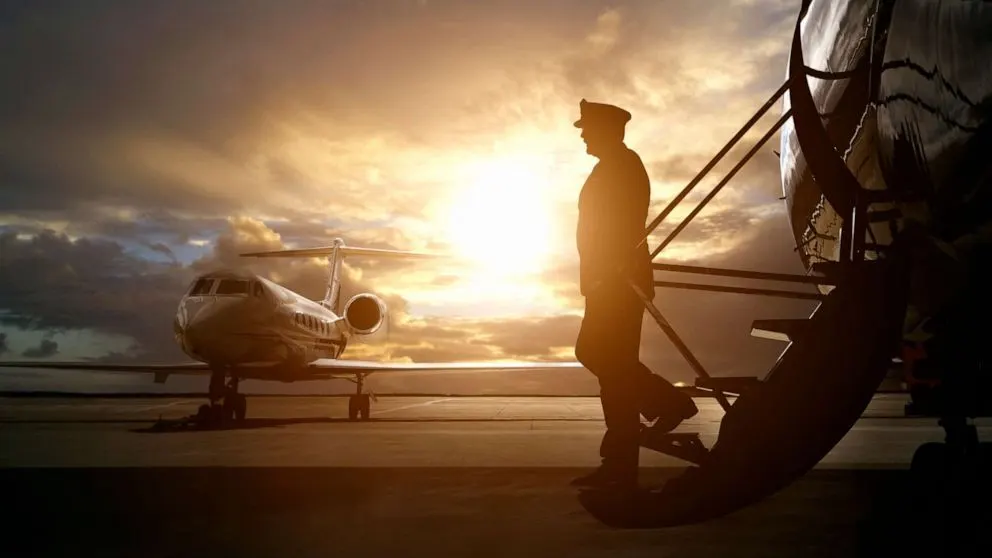 Commercial pilot in cockpit