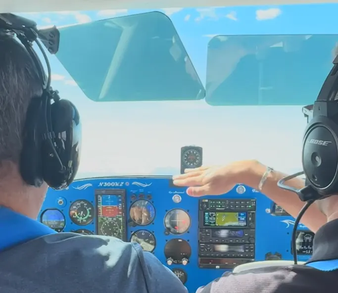 Pilot and instructor conducting flight review